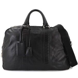 PRADA 2way Boston Shoulder Bag Leather Black Luggage Purse 90286622